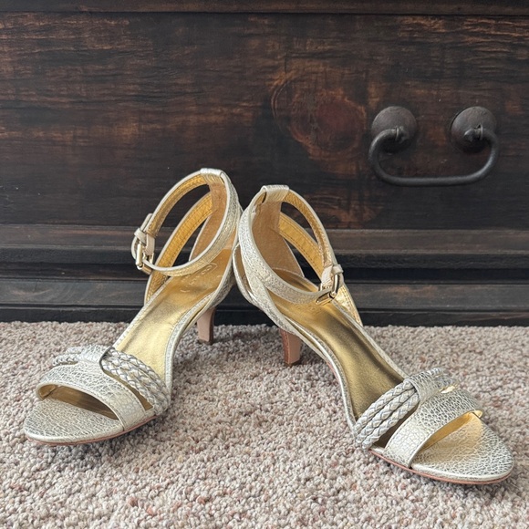 Coach Ieesha Cuba Metallic Platinum Women's Heels - Picture 1 of 12
